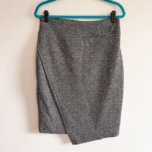 14th & Union Black & White Asymmetrical Wrap Pencil Skirt Medium Salt & Pepper